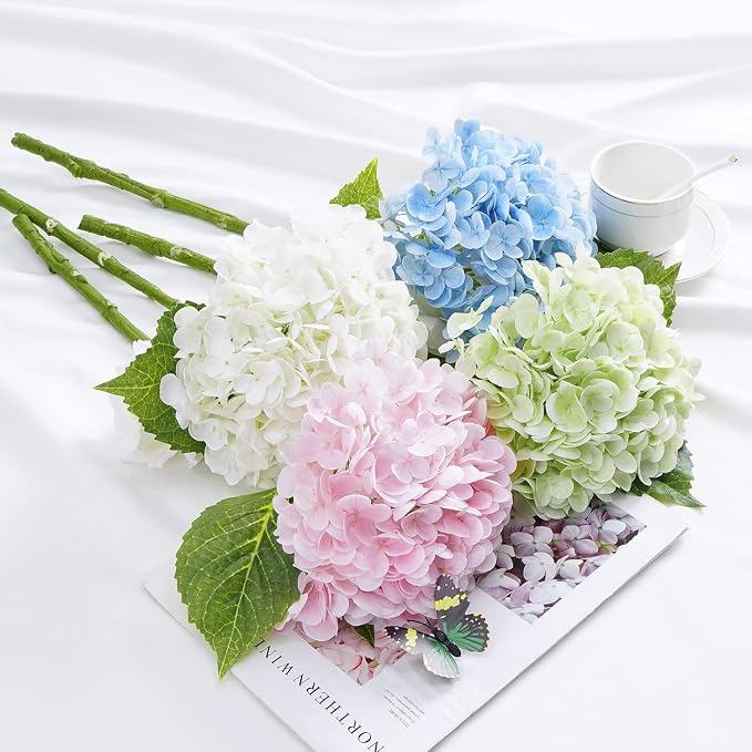 21" Real Touch Green Hydrangea Artificial Flowers - Image 8