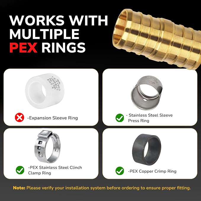 12 Pack 1/2" Pex Coupling, Pex Fittings, Heavy-Duty Brass Crimp Fittings - Image 7