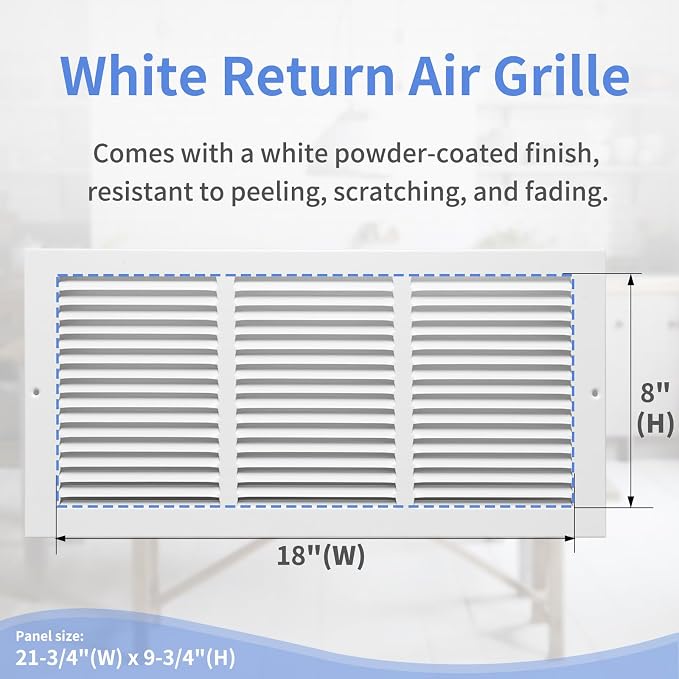 Howeall 18"W x 8"H Steel Return Air Grille, Air Return Vent Cover - Image 3