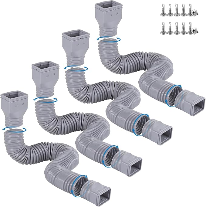 plusgutter Rain Gutter Downspout Extensions Flexible, Drain Downspout Extender by plusgutter