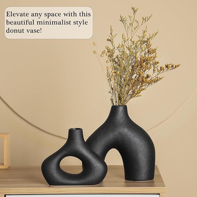 CEMABT Black Ceramic Vase Set of 2 - Image 4