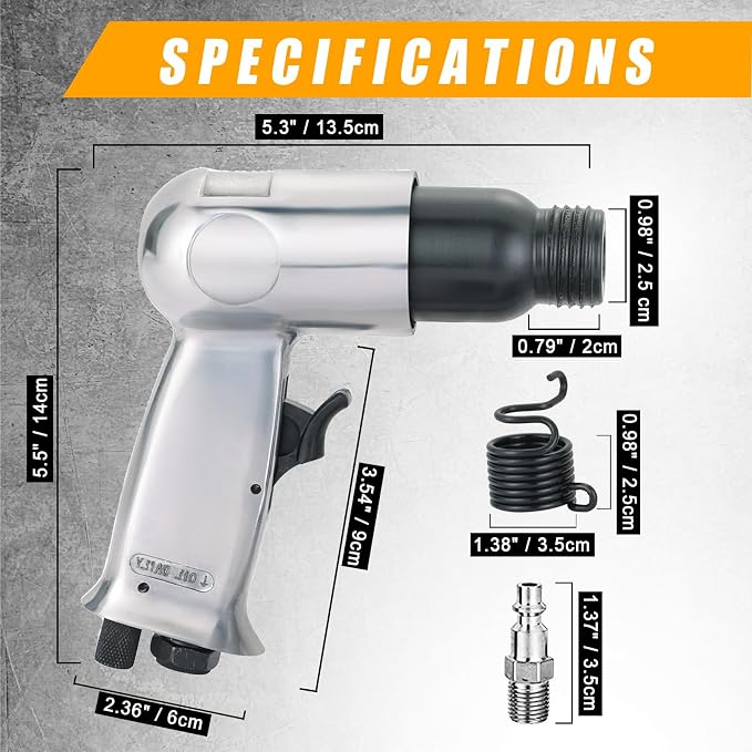 150mm Air Hammer Kit with 4 Chisels & Quick Change Retainer | 4500 BPM Short - Image 3