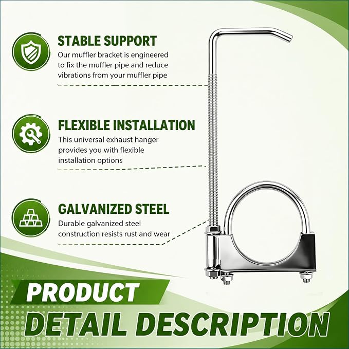 2.25 Inch Exhaust Hangers, Heavy Duty Adjustable 2.25 Exhaust Clamp - Image 5