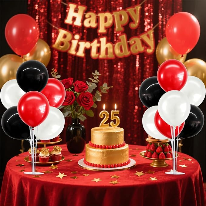 TONIFUL 4 Set Black Red White Balloon Stand Balloon Centerpieces - Image 4