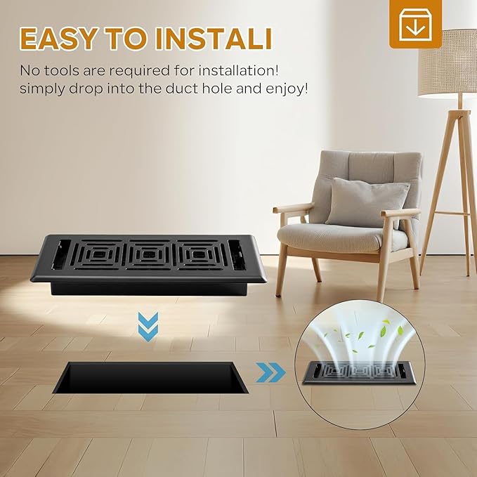 Floor Register 2x12 Inches, Heavy Duty Walkable Steel Floor Vents Easy Adjust - Image 6