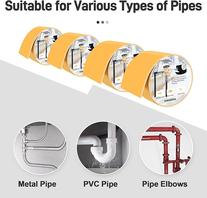 TOHONFOO Outdoor Pipe Insulation Tapes, Foam Pipe Heat Tape, insulation foam - Image 5