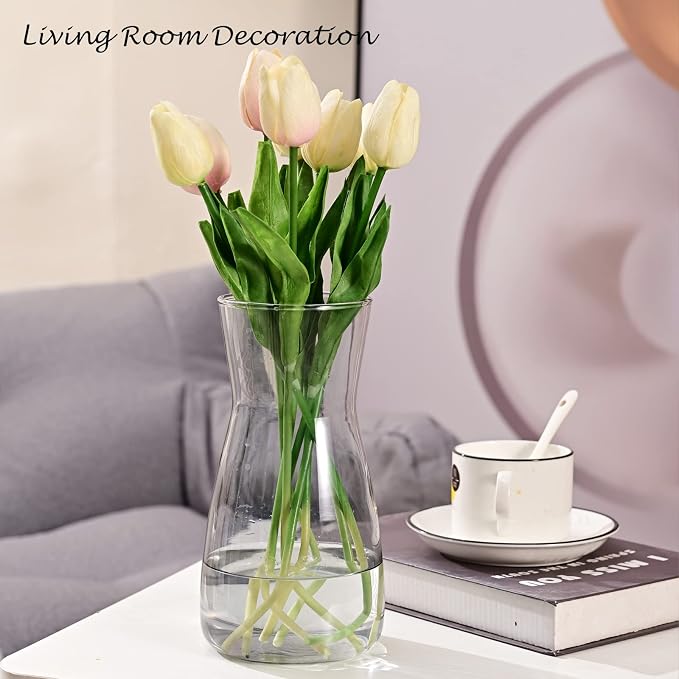 8 Inch Gray Glass Vase for Flowers, Modern Boho Table Decor | Farmhouse Vases - Image 7