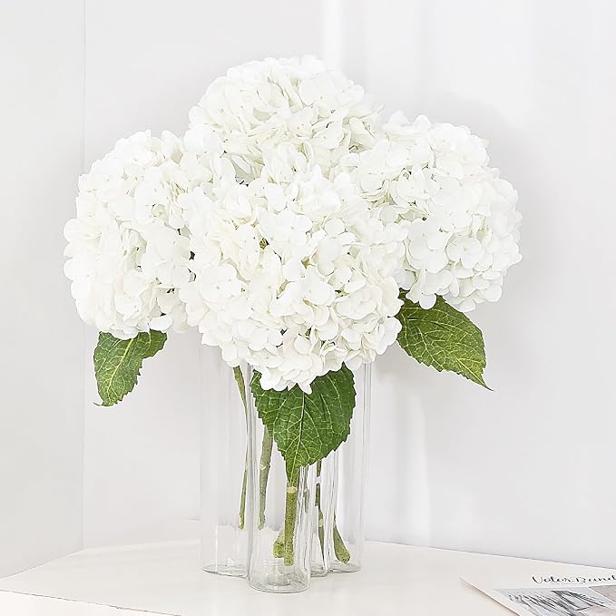 3Pcs 21in Hydrangea Artificial Flowers, Latex Real Touch Hydrangeas Lifelike by MARTINEMALL