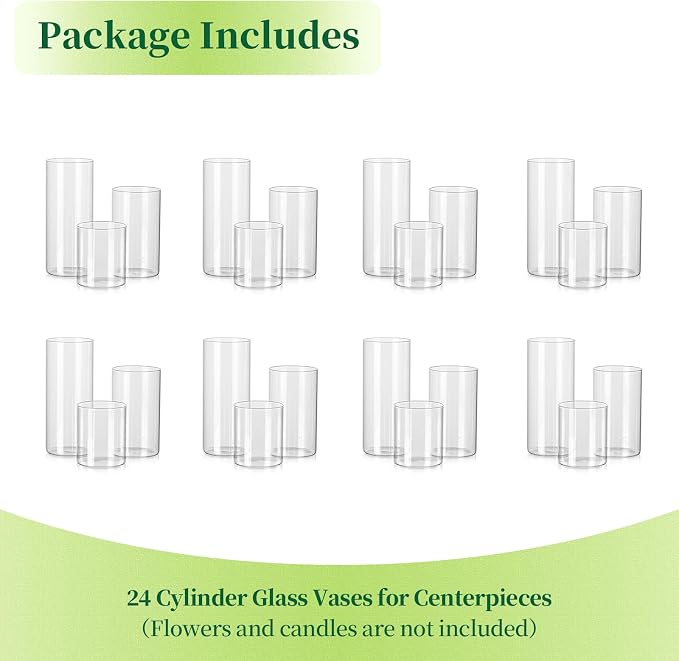 Glass Cylinder Vases Set of 24, Hewory Tall Clear Vase - Image 7