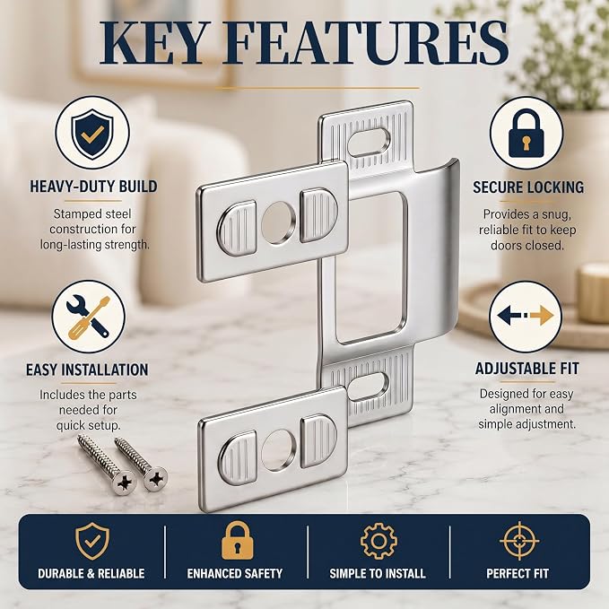 Blulu 4 Set 2-3/4" x 2-1/8" Adjustable Door Strike Plate, Door Collision Plate - Image 5
