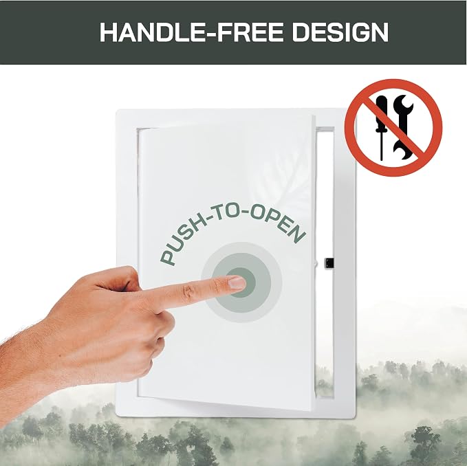 Vent Systems 8" x 10" Push-to-Open ABS Access Door – White Plastic Access Panel - Image 3