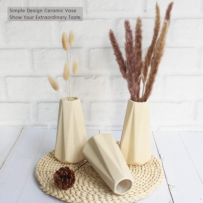 YANLING 6 Pack Light Yellow Ceramic Vases - Image 2