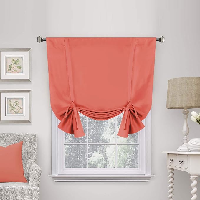 H.VERSAILTEX Blackout Tie Up Curtains Rod Pocket Energy Efficient Small Window by HVERSAILTEX