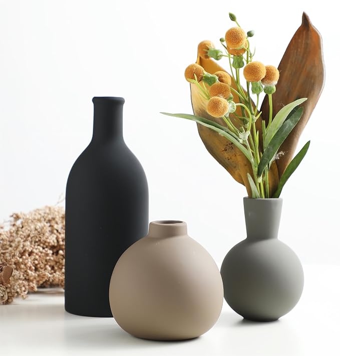 Ceramic Vase Set of 3, Vases Home Decor Rustic Farmhouse Decor Pottery Vases - Image 3