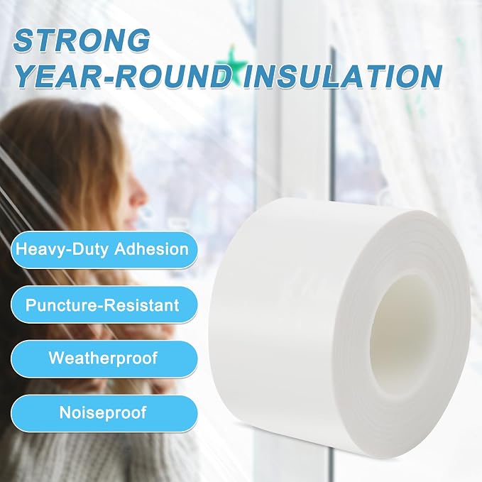 Window Sealing Tape Weather Stripping 2 Inch x 50 Yards Clear Window Insulation - Image 3
