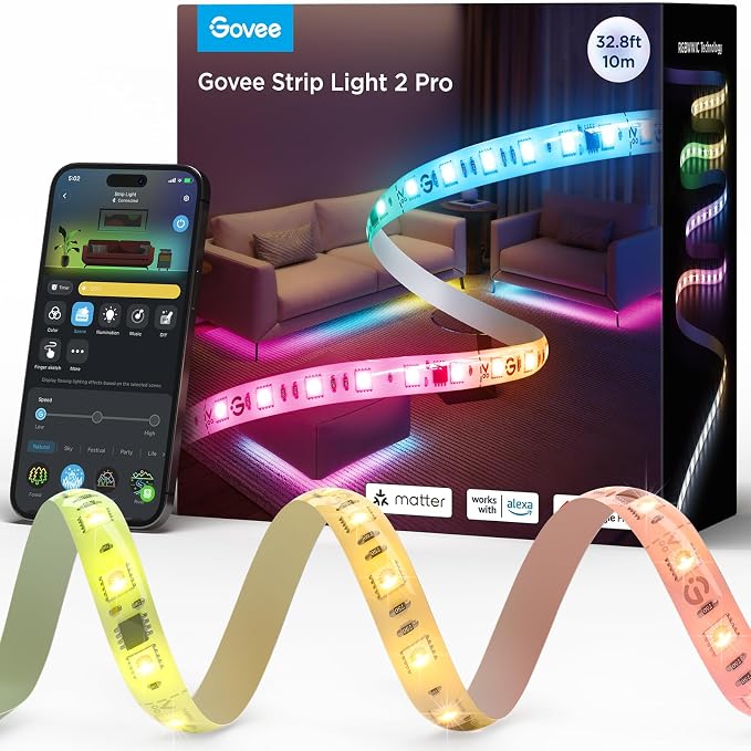 Govee RGBWWIC LED Strip Light 2 Pro 32.8ft, Smart Control, WiFi | Work by Unknown
