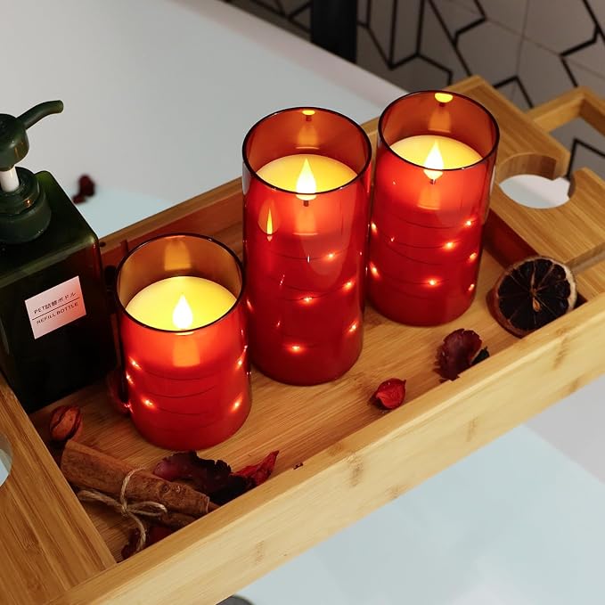 NURADA Flickering Flameless Candles: Built-in Star String Lights Battery - Image 6
