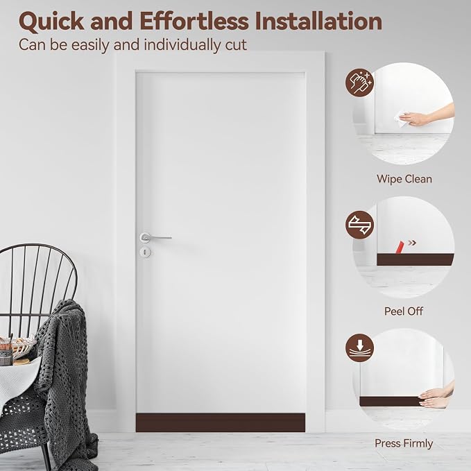 Ohuhu Wide 3.4" Door Draft Stopper, 1.4" Adhesive Weather Stripping Seal | 39" - Image 6