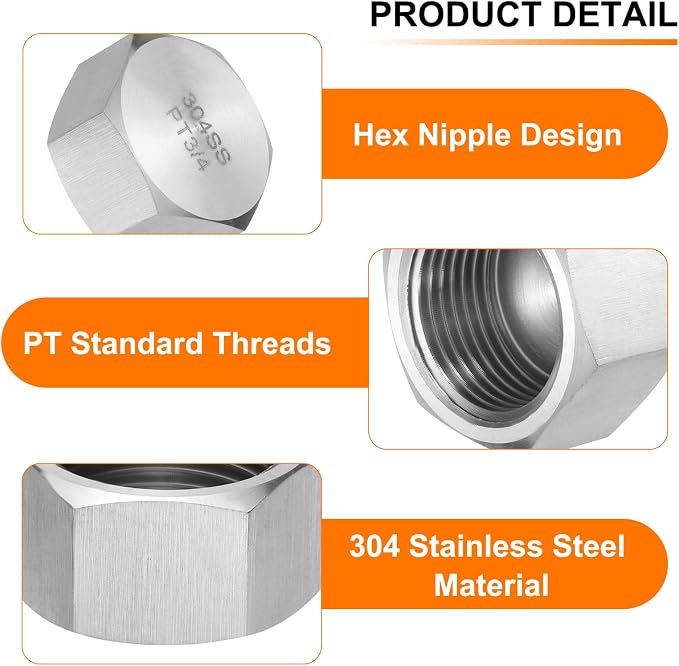 uxcell 2pcs Hex End Cap 304 Stainless Steel Nut - Image 3