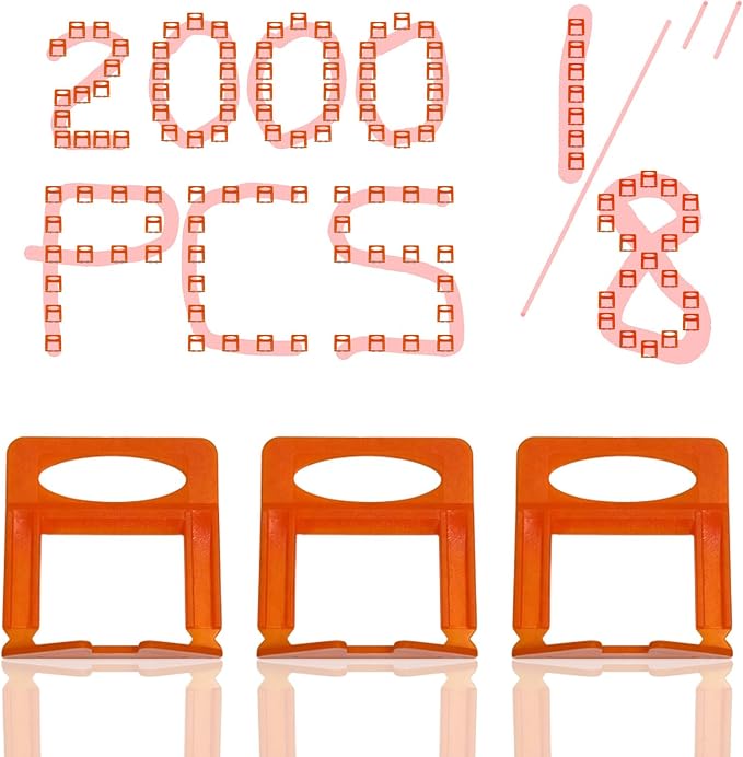 2000 Pcs Tile Leveling System Base Refill Pack, 1/8‘’ Tile Spacer, Suitable by Unknown