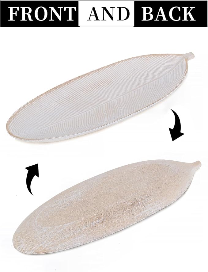 Hanobe Leaf Wooden Decorative Tray, Wood Key Bowl - Image 7