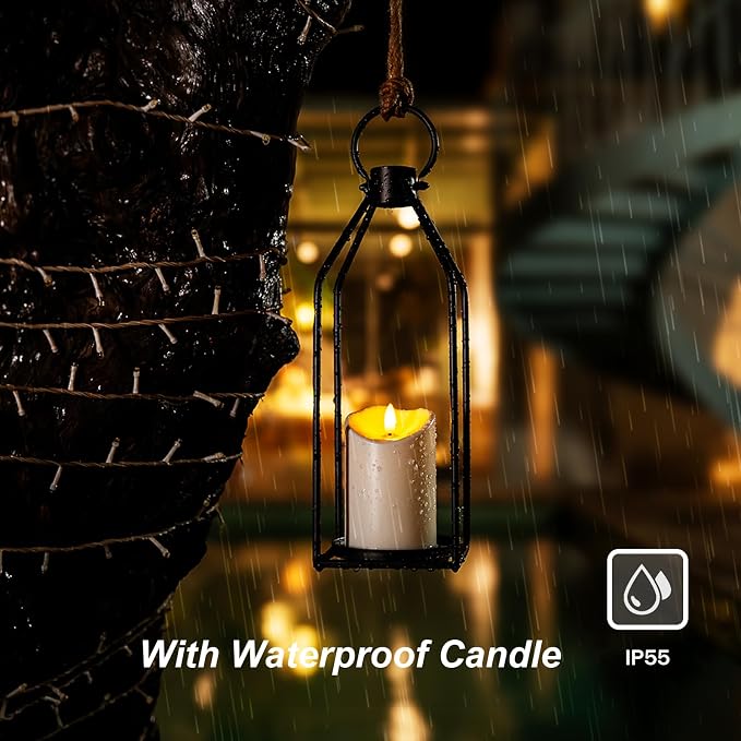Homemory Modern Farmhouse Black Metal Lanterns 2PCS - Image 3