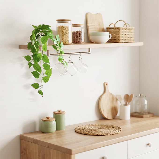 Mkono Fake Hanging Plants with Ceramic Pot, Realistic Greenery Look, Modern - Image 2