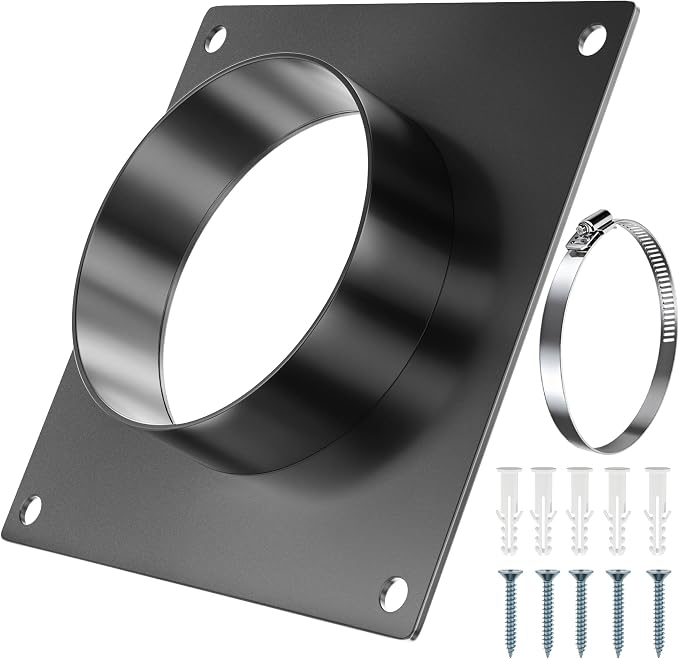 4 Inch Duct Connector Flange, Dryer Vent Wall Plate, Galvanized Steel Dryer by Home