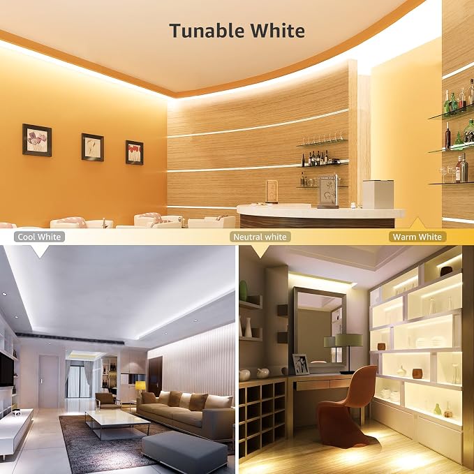 Lepro LED Tunable White Strip Light, Warm to Cool White, 32.8ft Dimmable Bright - Image 4