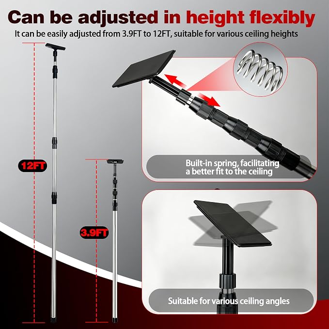 12FT Dust Barrier Poles, 4 Pack Zipper Wall Pole Kit - Image 2