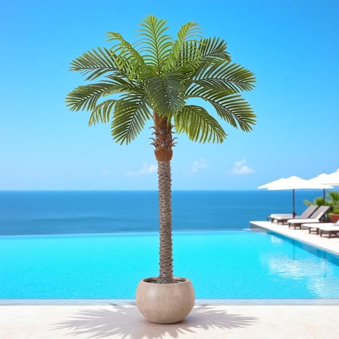 6FT Artificial Coconut Palm, Faux Coconut Silk Palm Tree in Pot | Thick Trunk by FloraFairy-StylishArtificialPlantsandPlanter