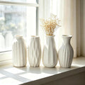 Set of 4 Small White Ceramic Vases Table Flower Vase Modern Decorative Vases by BuyNow