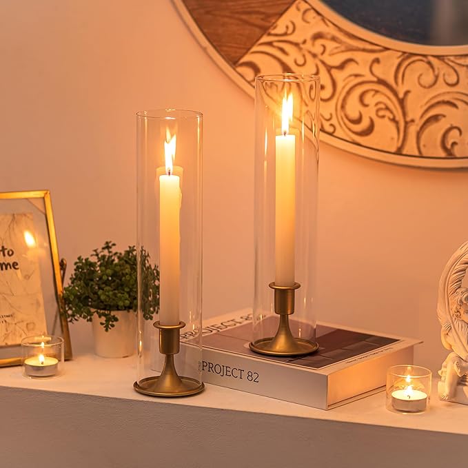 Romadedi Hurricane Candlestick Holders Gold, Taper Candle Holder, Matte Gold - Image 4