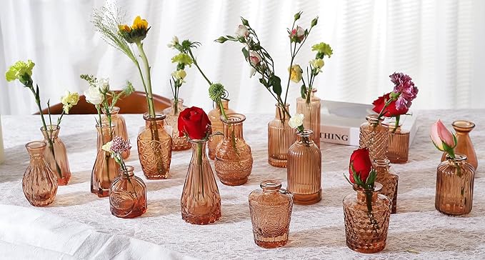 Amber Glass Bud Vases -Set of 20 - Image 2