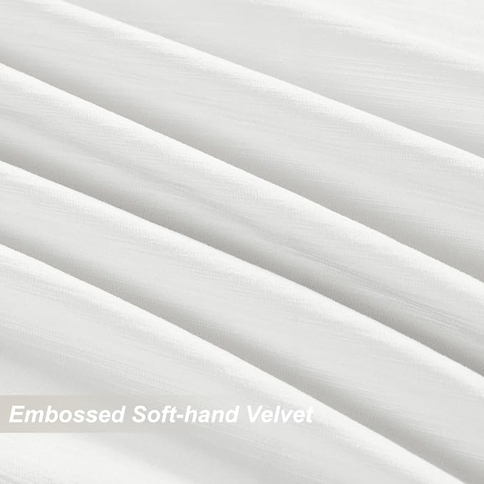Vision Home White Velvet Pinch Pleated Full Blackout Curtains 40Wx95L Inch | 2 - Image 4