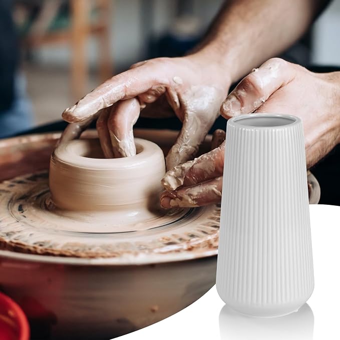 Grey Ceramic Vase, GUKJOB Small Cute Flower Vase - Image 7