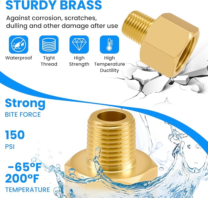 SDTC Tech Brass Pipe Fitting 1/8 NPT Thread Male to 1/4 NPT Thread Female | - Image 6