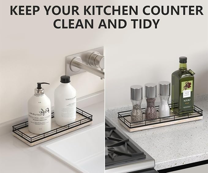 Bathroom Tray for Counter Top Organizer, Ash Wood Vanity Tray - Image 4