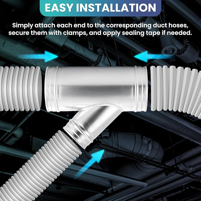 6 x 6 x 4 Inch Duct Splitter, 3-Way Y-Shaped 45° Duct Connector, | Galvanized - Image 5