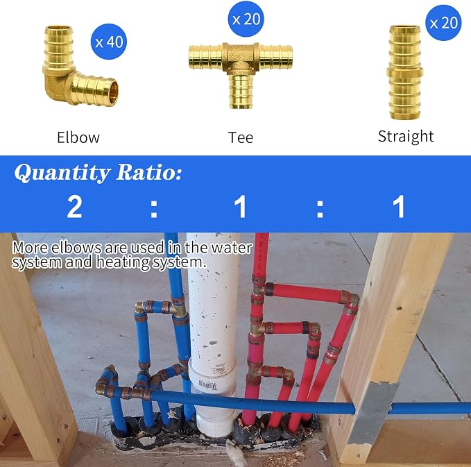80pcs 1/2" Brass PEX Fittings Combo - Image 2