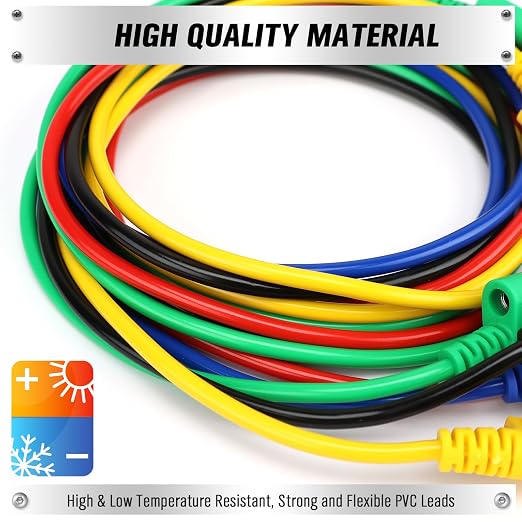 SWANLAKE 5-Piece Dual-Ended Banana Plug Test Leads, 1000V 15A 3.5ft/1M - Image 4