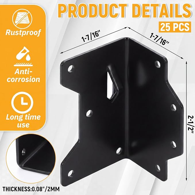 25pcs Galvanized Framing Angle Brackets - Image 2