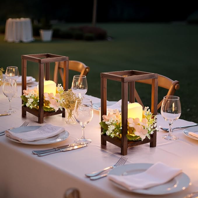 VEVOR 20 Set/60 Pcs Wooden Wedding Lantern Centerpiece, Includes 20 Wooden - Image 8