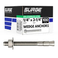1/4" X 3-1/4" 304 Stainless Steel Wedge Anchors by SurgeBuildingProducts