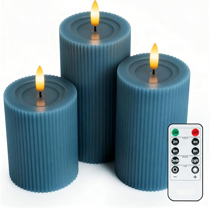 Fluted Ribbed LED Pillar Candles, - Image 8