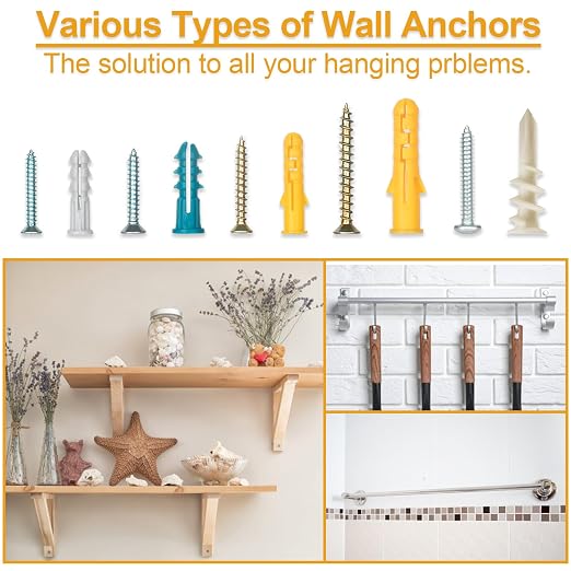 Drywall Anchors Assortment Kit for Sheetrock Concrete Brick, 5 Sizes Picture - Image 2
