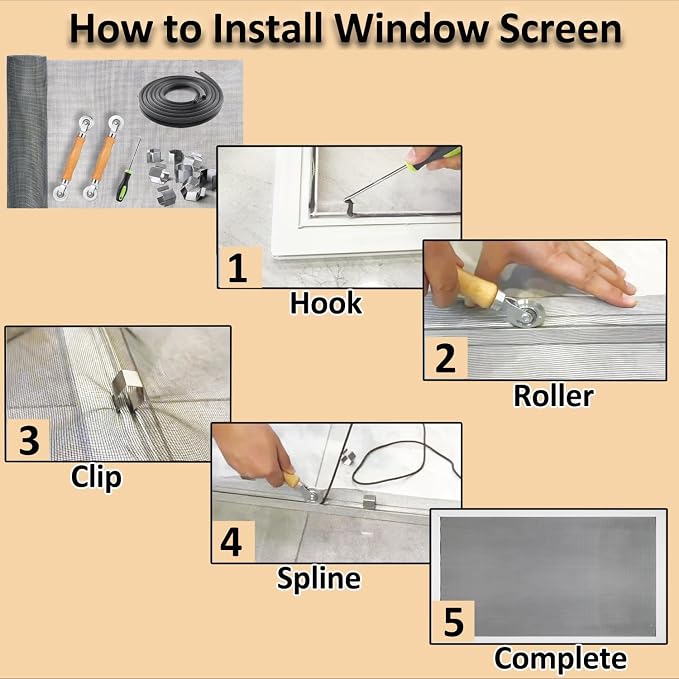 King&Charles Window Screen Replacement, 6in1 Window Screen Door Repair Kit | - Image 2