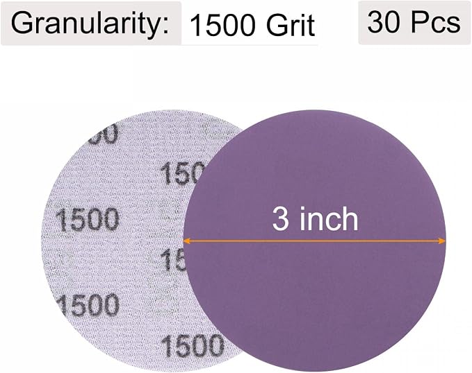 uxcell 30Pcs 3" Purple Sanding Discs 1500 Grits Hook and Loop Sand Paper | - Image 2