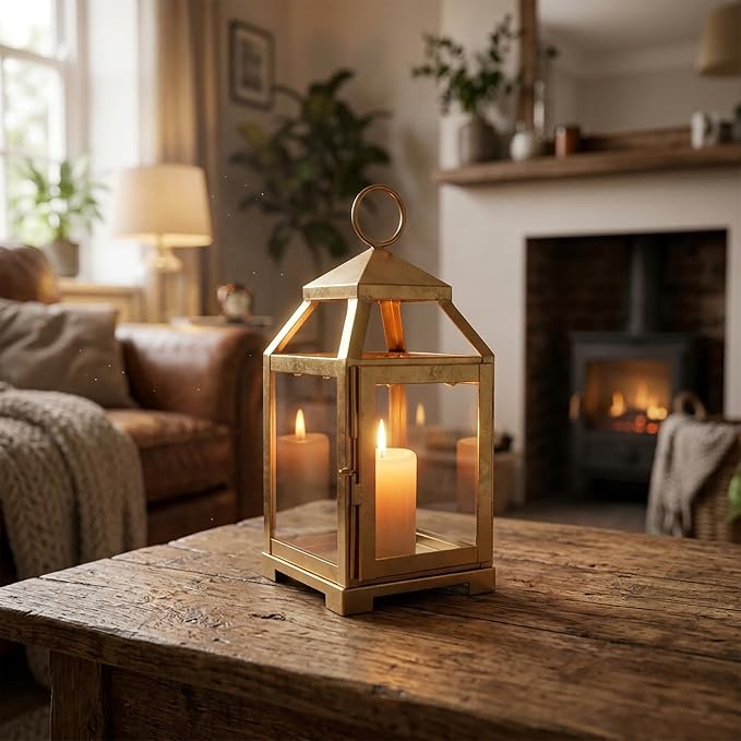 Hosley 12 Inch High Clear Glass and Iron Classic Style Lantern Ideal Gift - Image 6