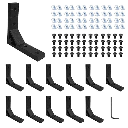 12pcs 2020 Angle Bracket Corner Hardware Extruded Aluminum Black | 2020 by SeekLiny